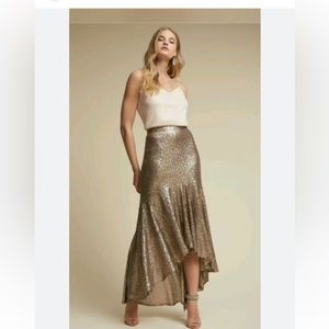 BHLDN Jenny Yoo Cosmos Gold Sequin Skirt Size 0